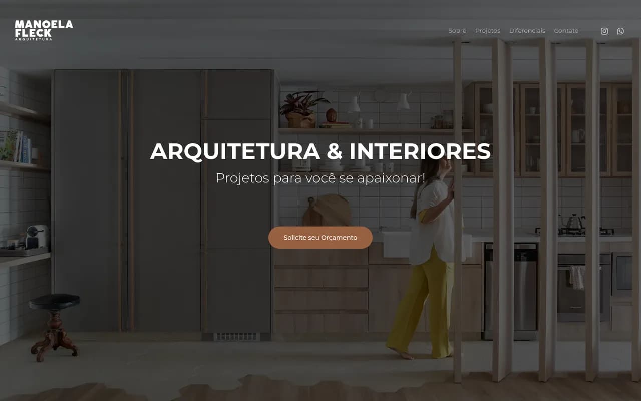 Primeira tela do site Manoela Fleck Arquitetura