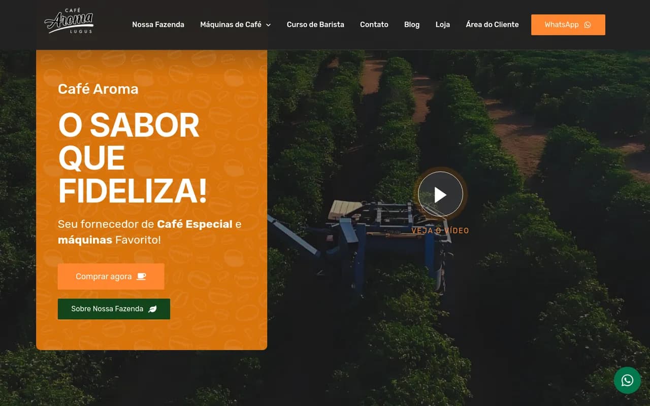 Primeira tela do site Café Aroma