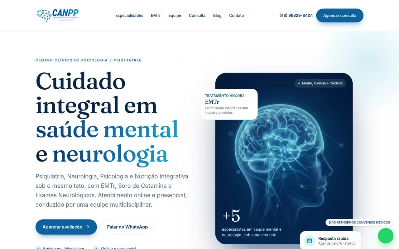 Primeira tela do site CANPP
