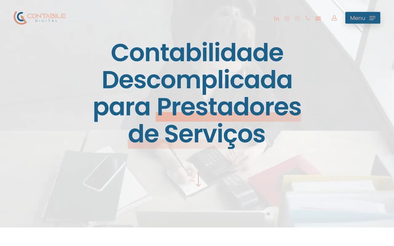 Primeira tela do site Contabile