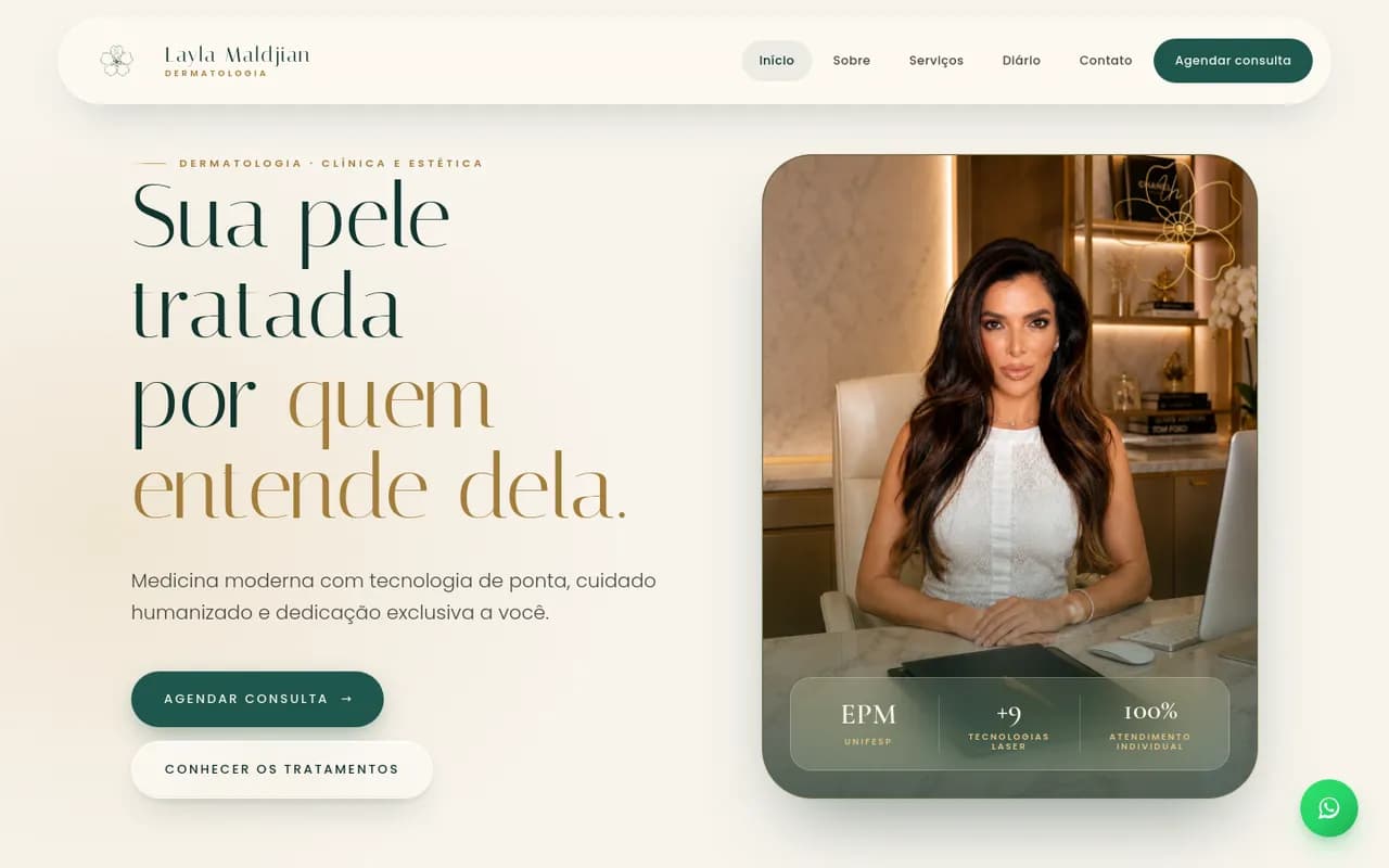 Primeira tela do site Dra. Layla Maldjian