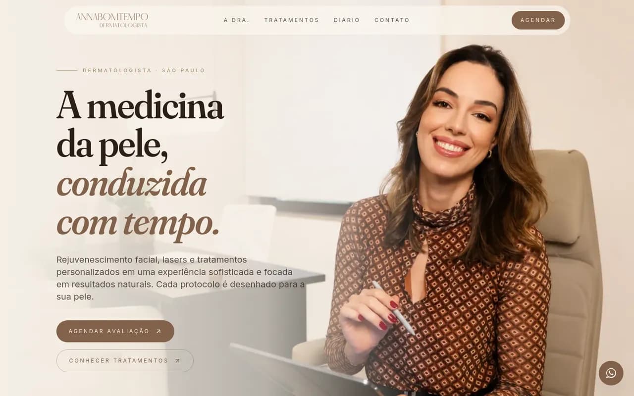 Primeira tela do site Dra. Anna Bomtempo