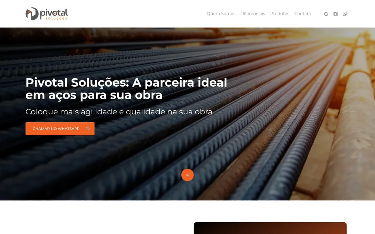Primeira tela do site Pivotal Soluções